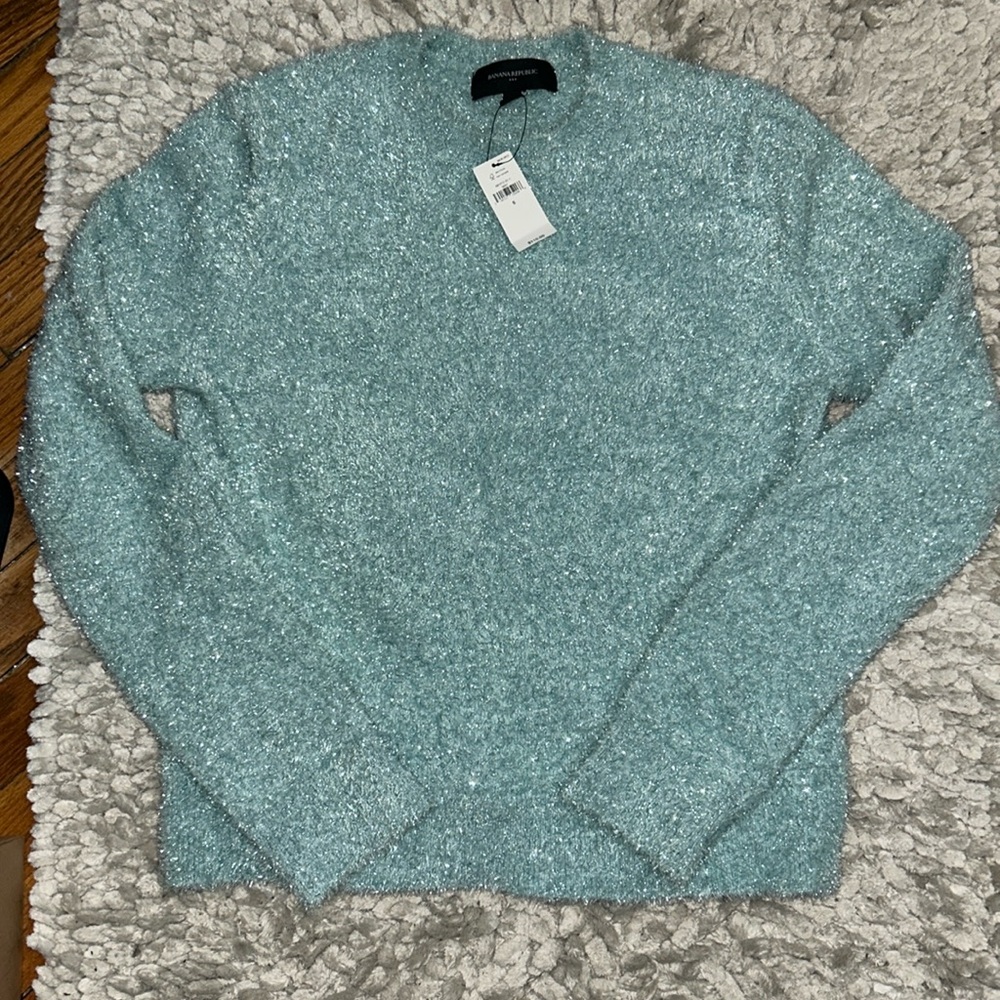 Banana Republic Light Blue Tinsel Yarn Sweater
